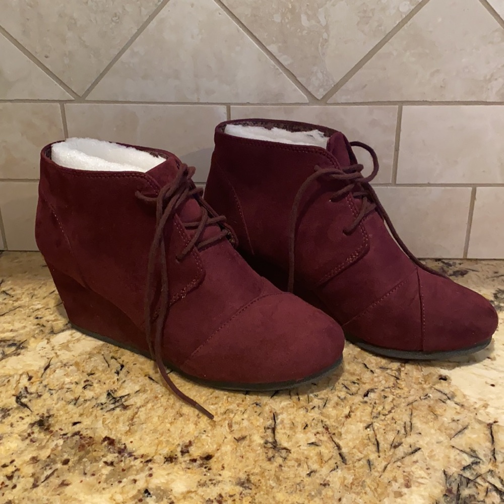 Suede wedge booties